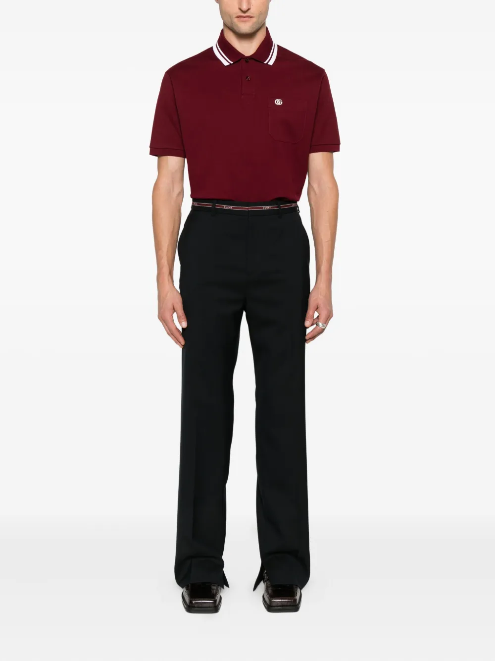 Gucci Poloshirt met gestreepte kraag - Rood