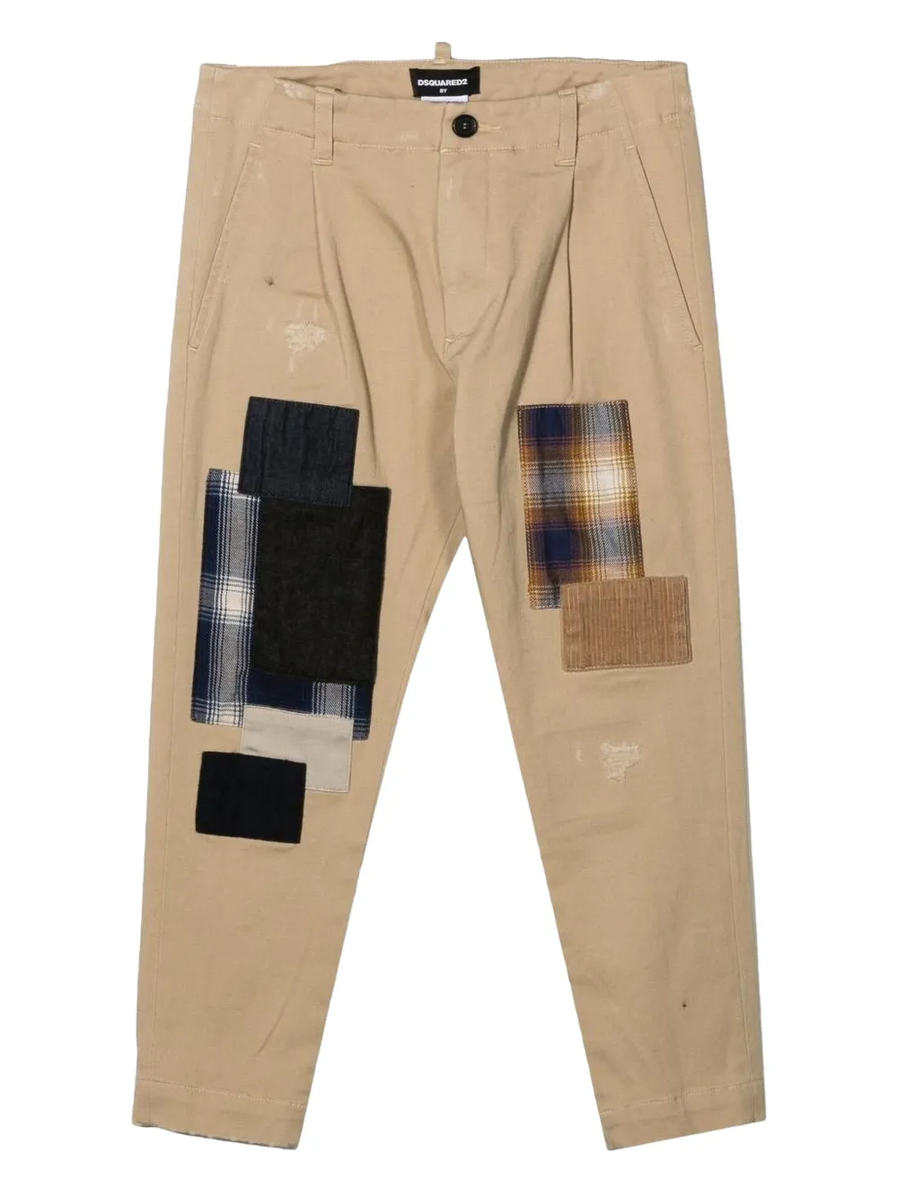 DSQUARED2 KIDS patchwork distressed smart trousers Beige