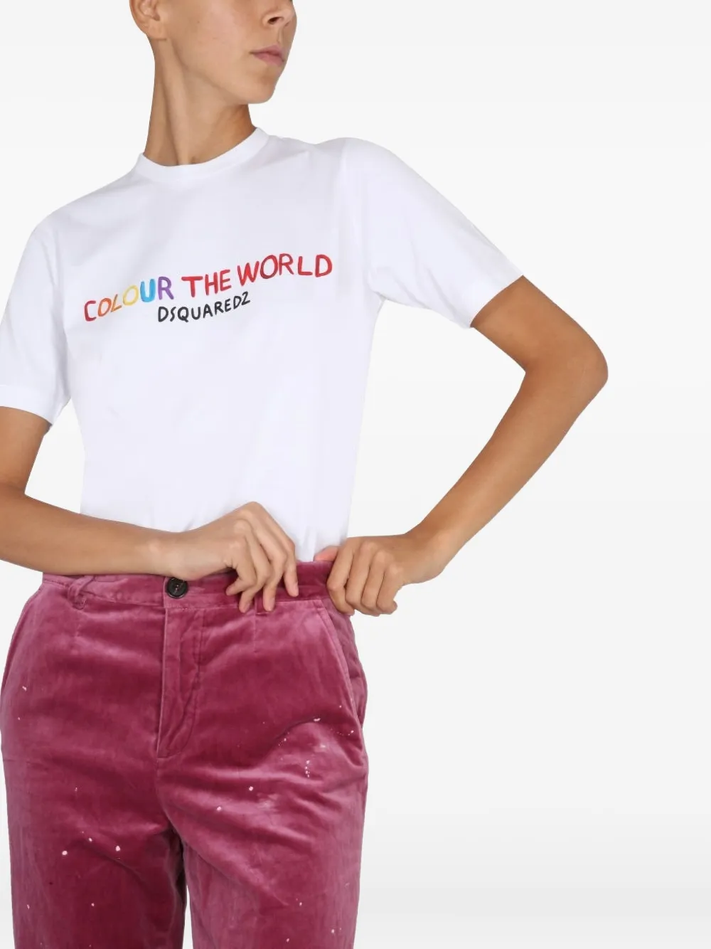 DSQUARED2 T-shirt met korte mouwen en grafische print Wit