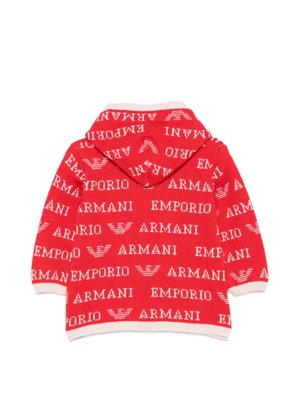 Emporio Armani Kids Vest met capuchon en logo intarsia Rood
