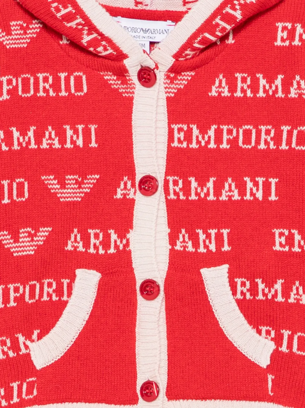 Emporio Armani Kids Vest met capuchon en logo intarsia Rood