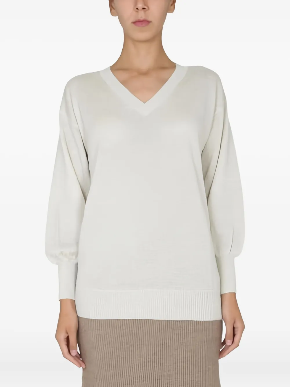 Fabiana Filippi V-neck long-sleeve sweater - Bianco