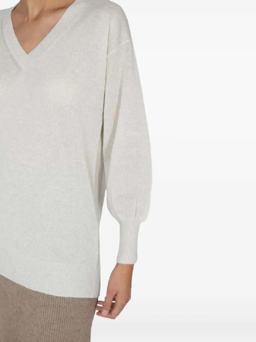 Fabiana Filippi Trui met V-hals en lange mouwen Wit