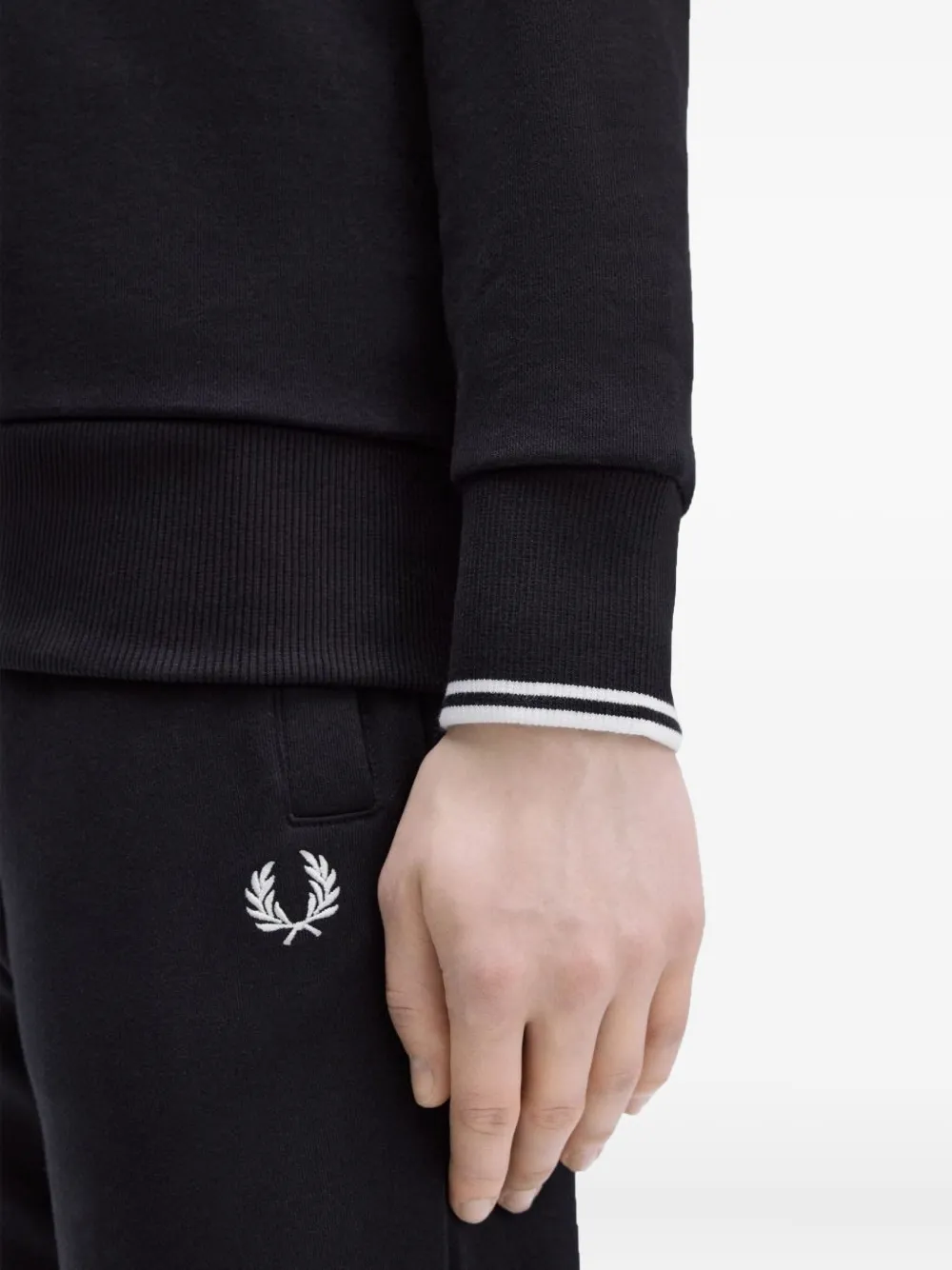 Fred Perry Logo-detail Cotton Sweatshirt In Black