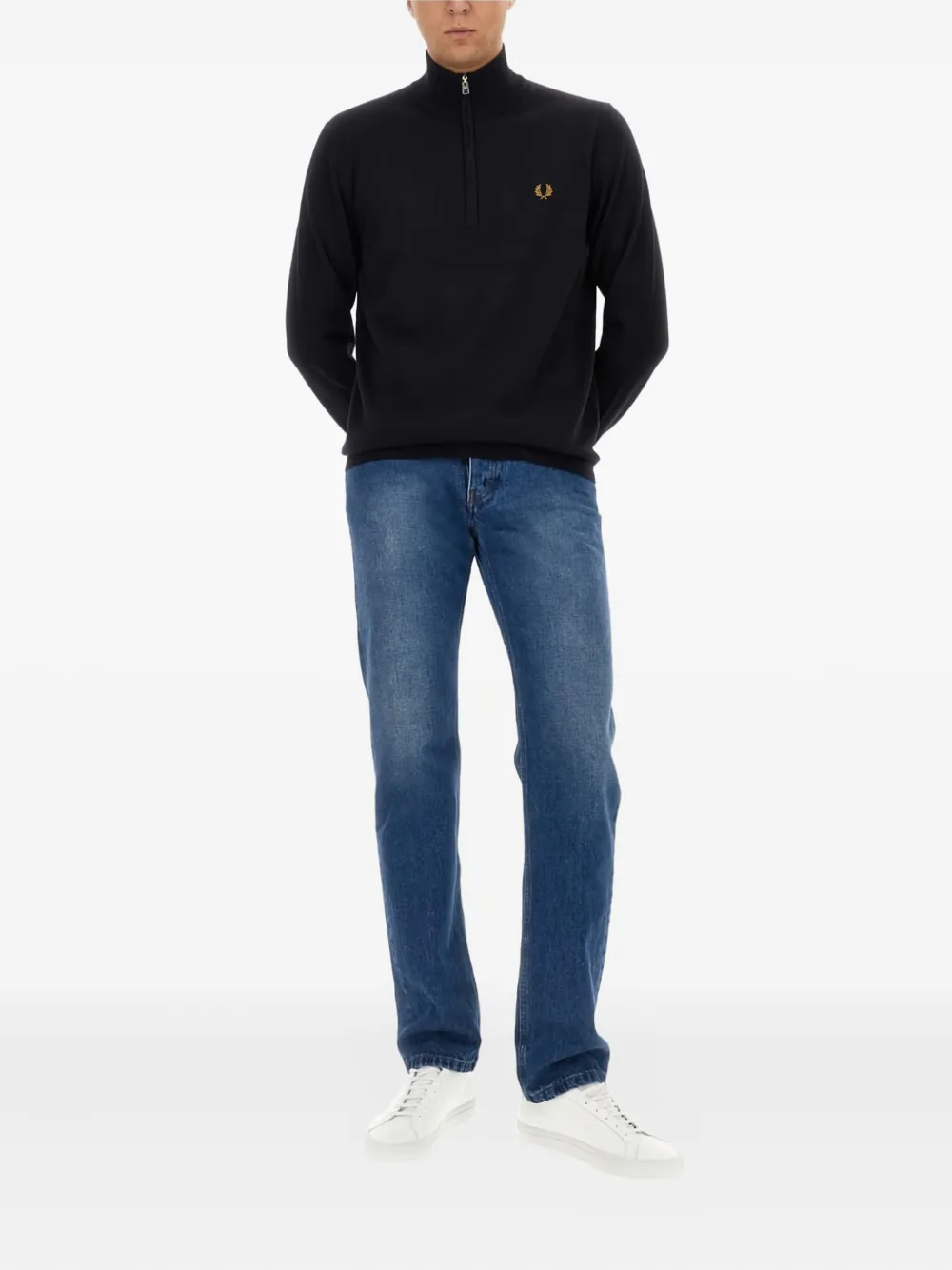 Fred Perry half-zip logo-detail sweater - Blauw