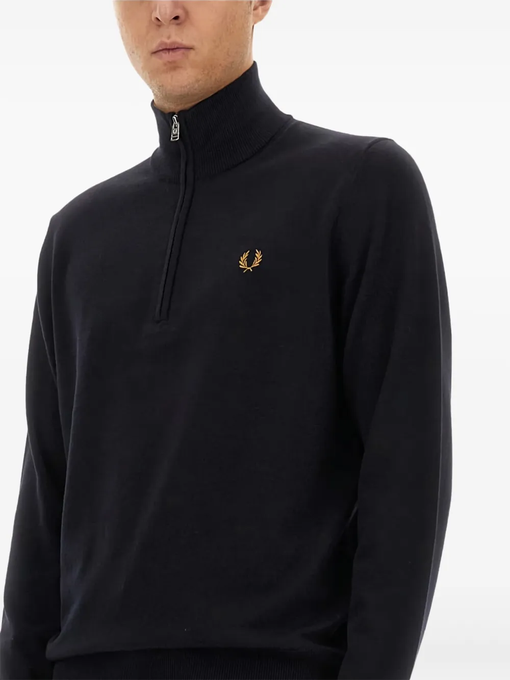 Fred Perry Trui met halve rits en logodetail Blauw
