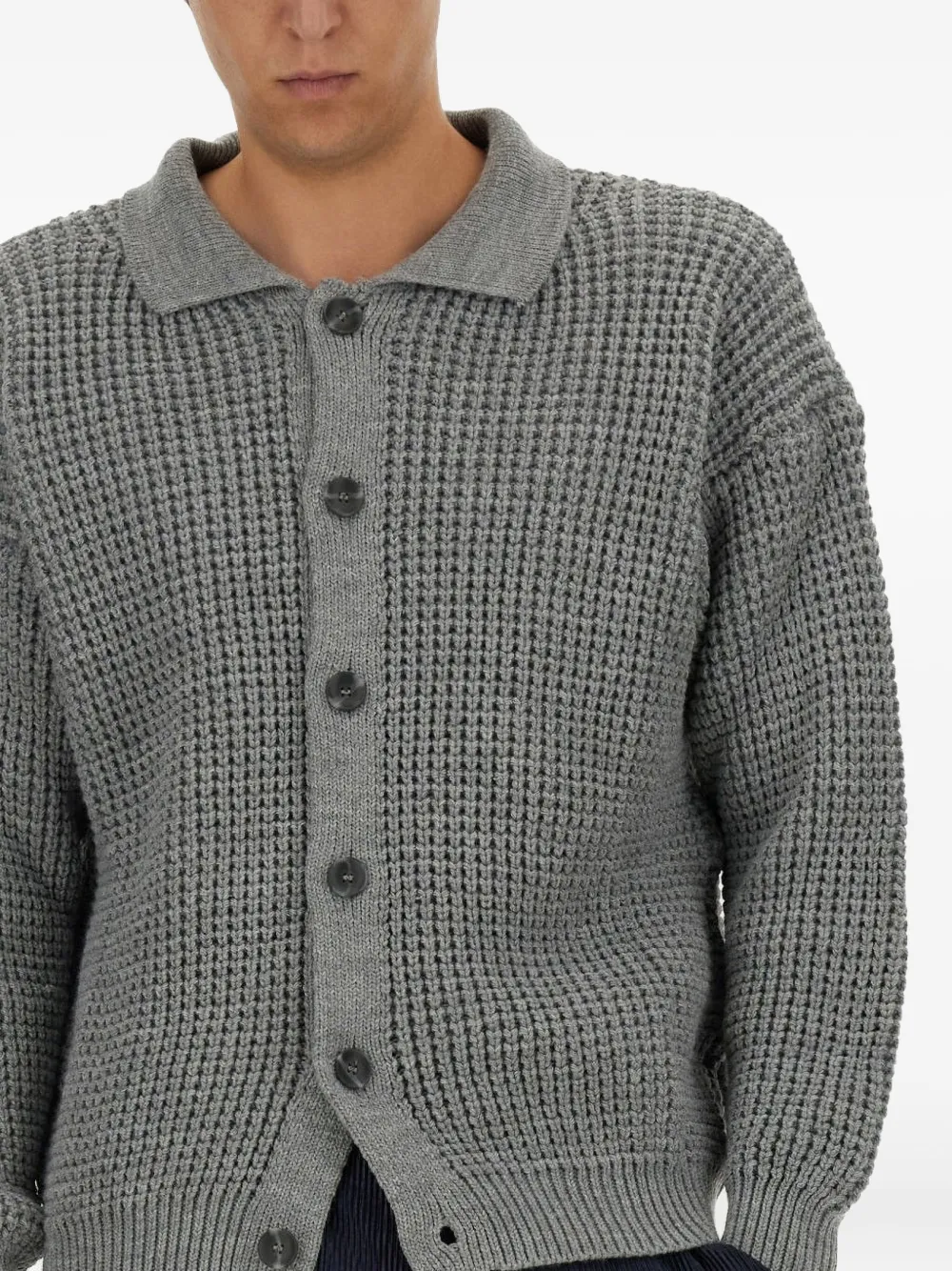 Family First Wafelgebreid vest met knopen Grijs