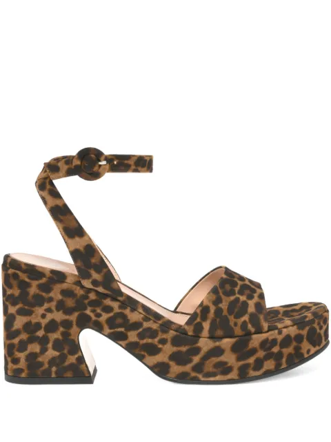 Gianvito Rossi Sandália Alma animal print com plataforma