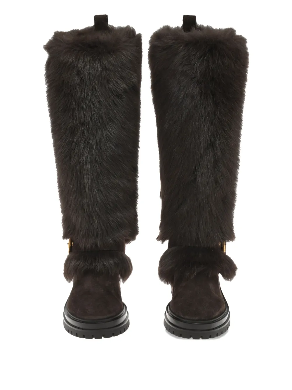 Gianvito Rossi Maverick fur-trimmed boots Brown
