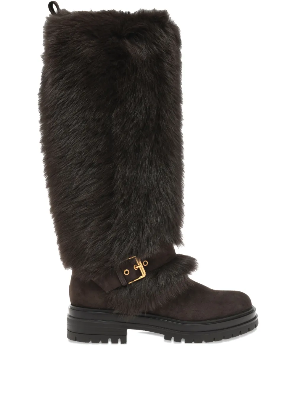 Gianvito Rossi Maverick fur-trimmed boots Brown