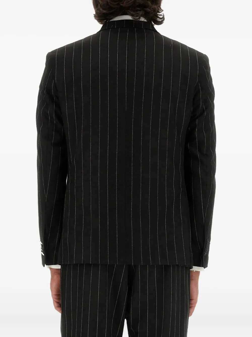 Family First Blazer met krijtstreep en dubbele rij knopen Zwart