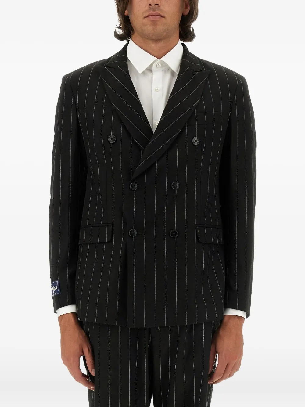 Family First Doppelreihiges Sakko mit Nadelstreifen | Schwarz | Image 1