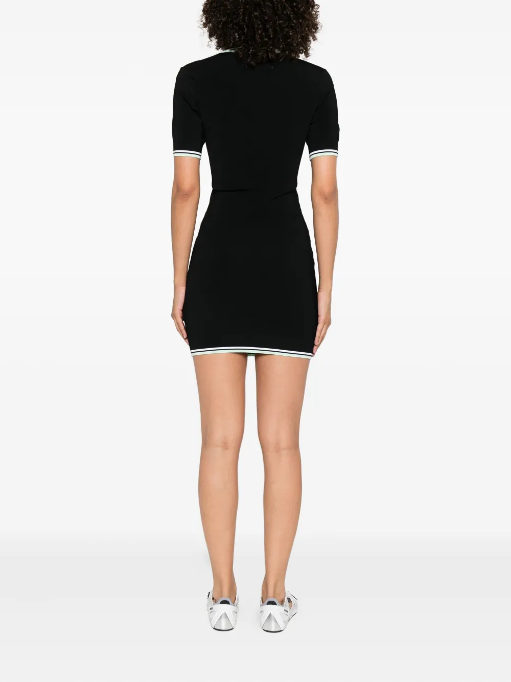 Casablanca ribbed V-neck mini dress Zwart