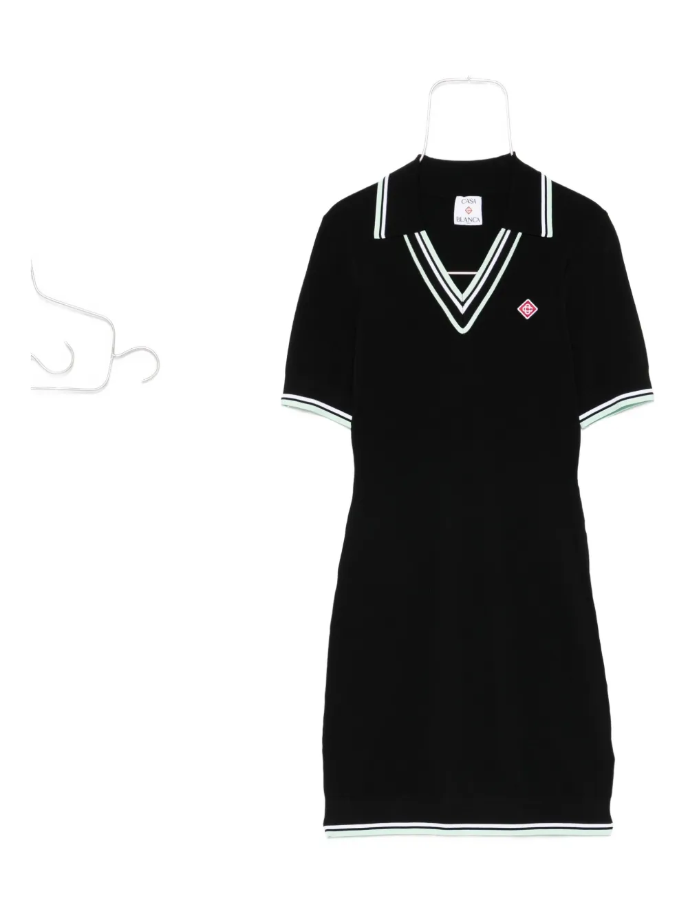 Casablanca ribbed V-neck mini dress Zwart