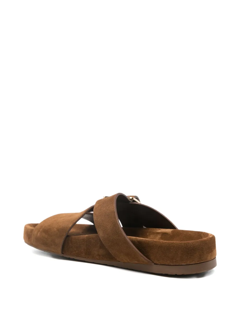 LOEWE Ease Buckle suede sandals Brown