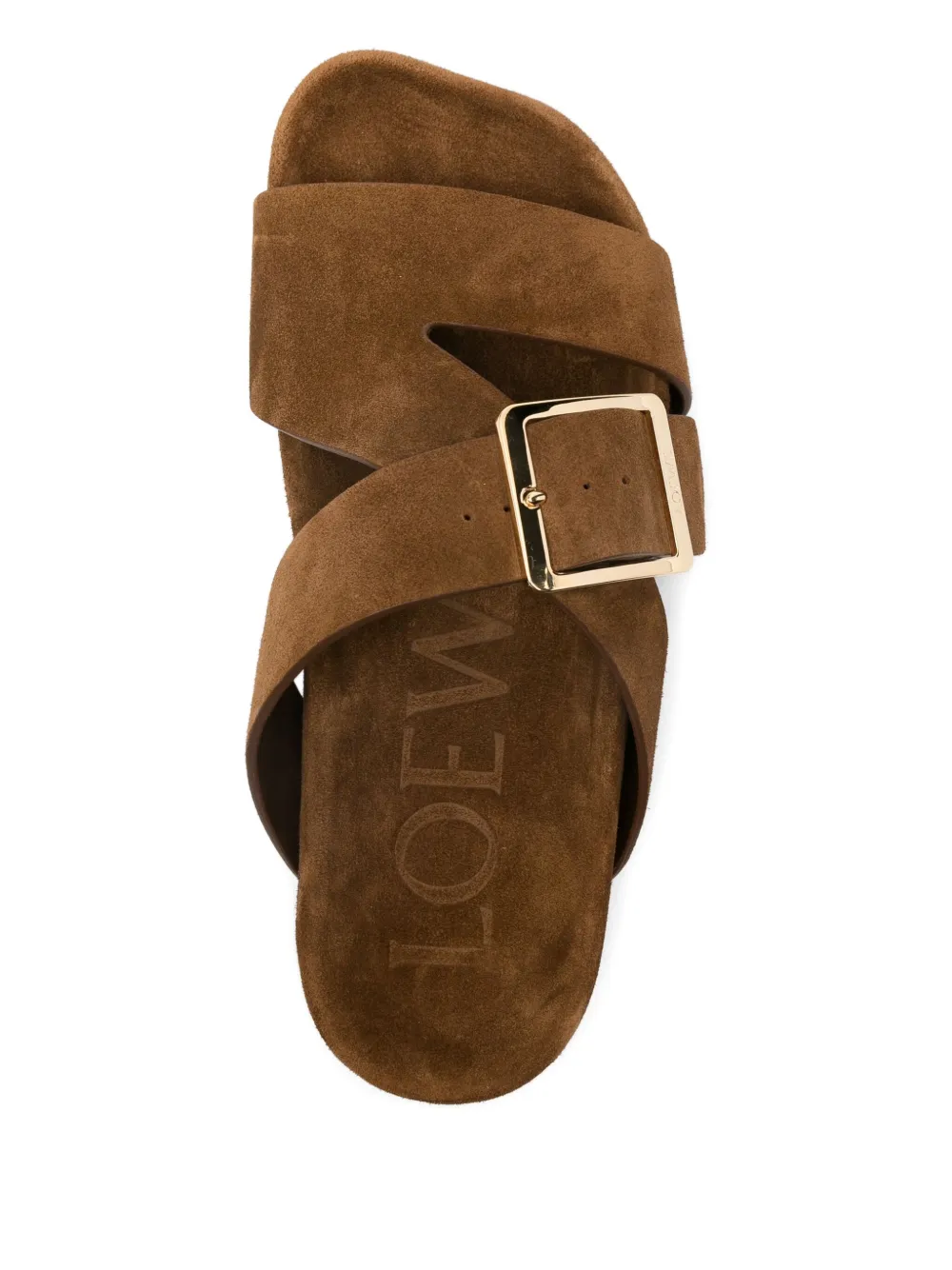 LOEWE Ease Buckle suede sandals Brown
