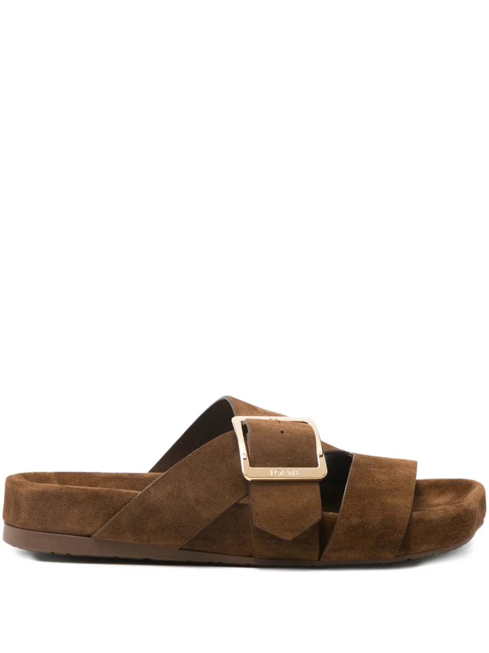 LOEWE Ease Buckle suede sandals Brown