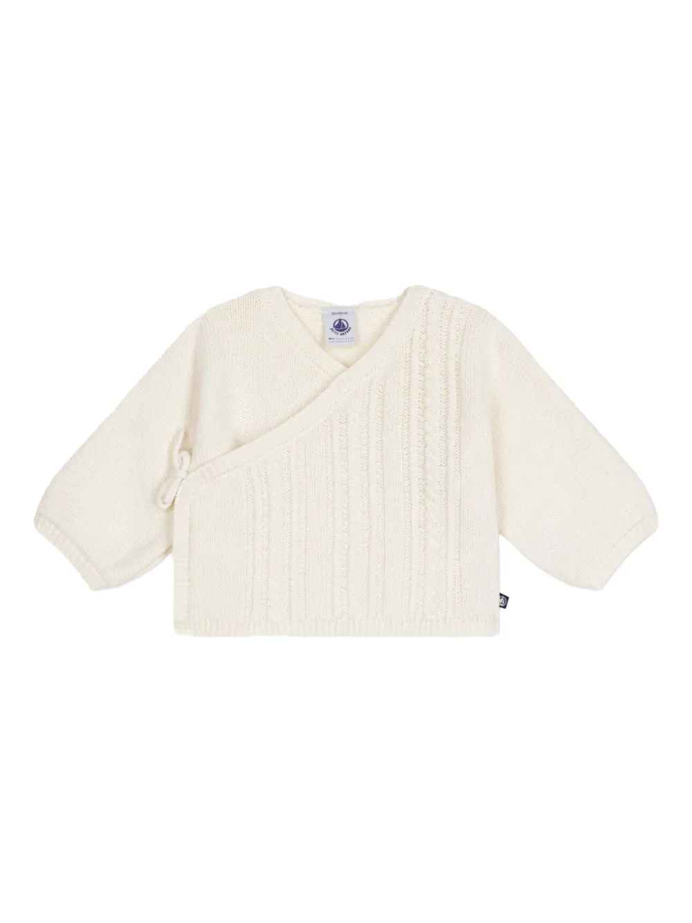 Petit Bateau cable-knit wrap cardigan Wit