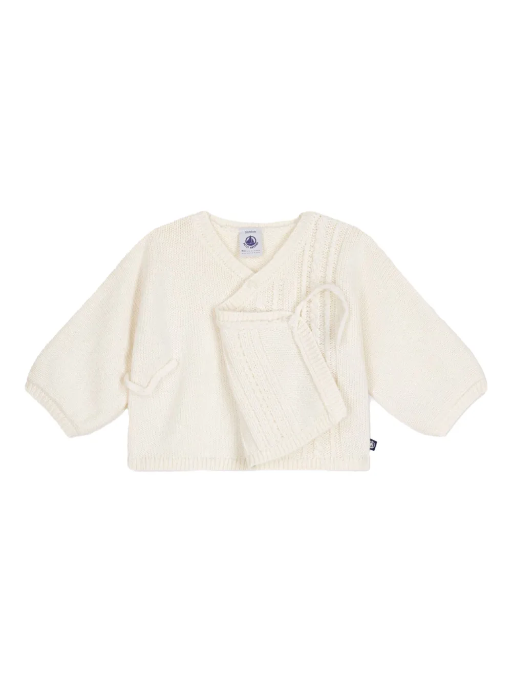 Petit Bateau Kabelgebreid wikkelvest Wit