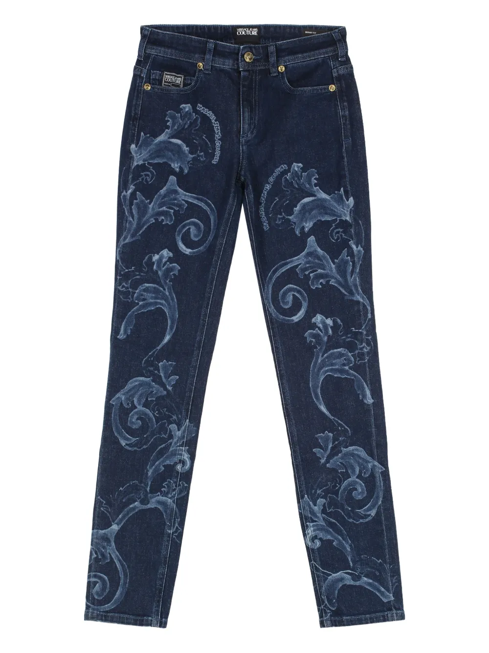 Versace Jeans Couture baroque-motif jeans - Blu
