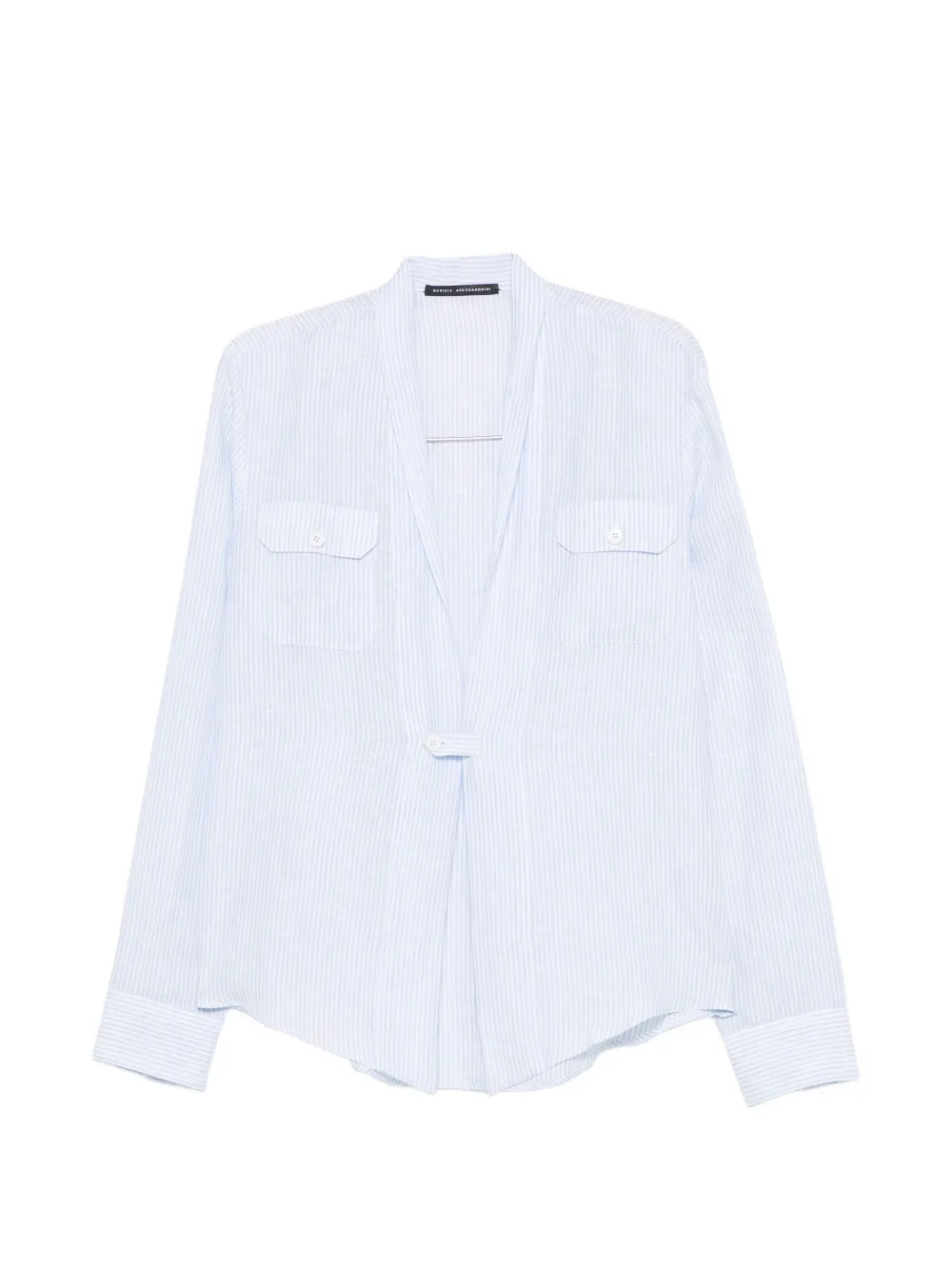 Daniele Alessandrini vertical-stripe shawl-collar shirt - Blu
