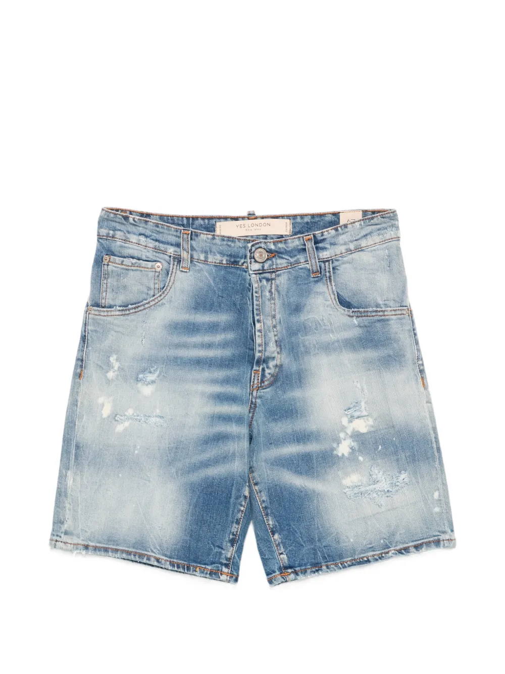 YES LONDON distressed faded-effect shorts - Blau