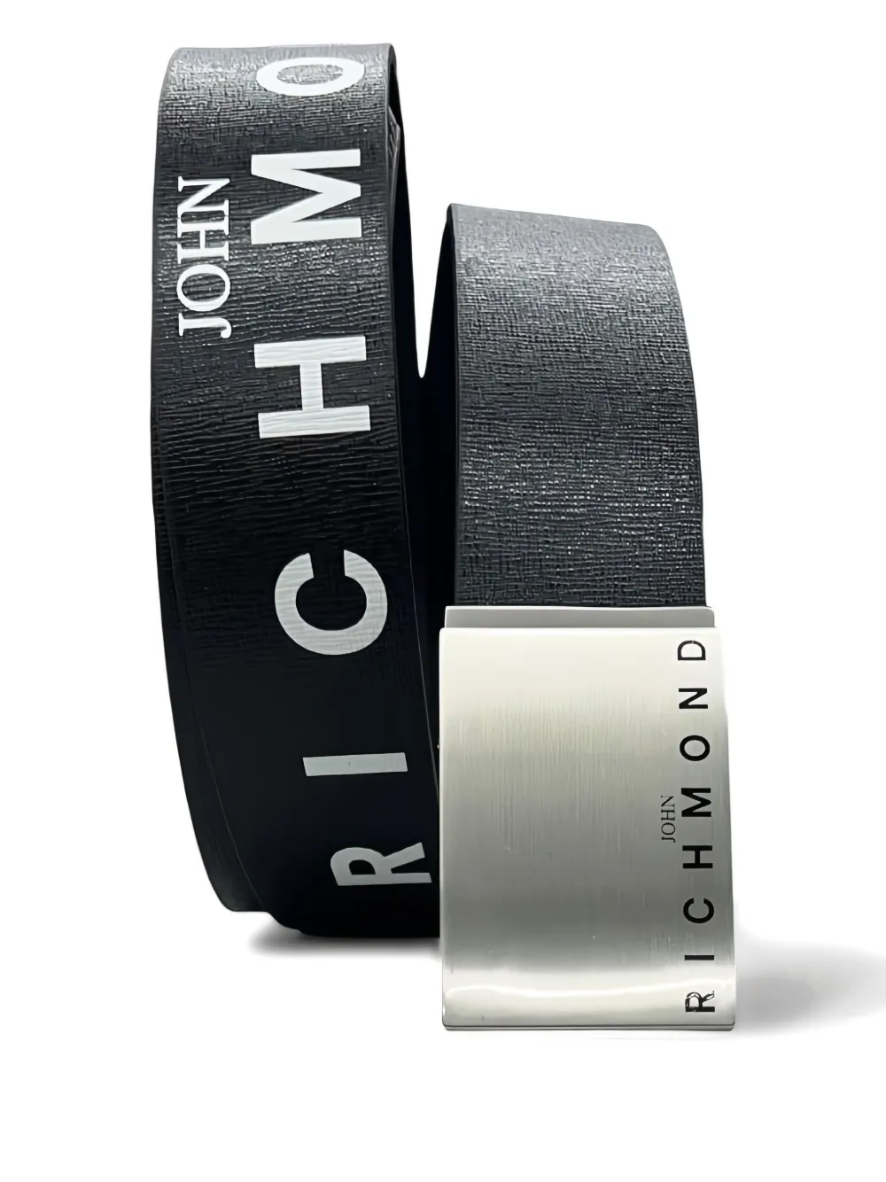 John Richmond logo-plaque leather belt - Zwart