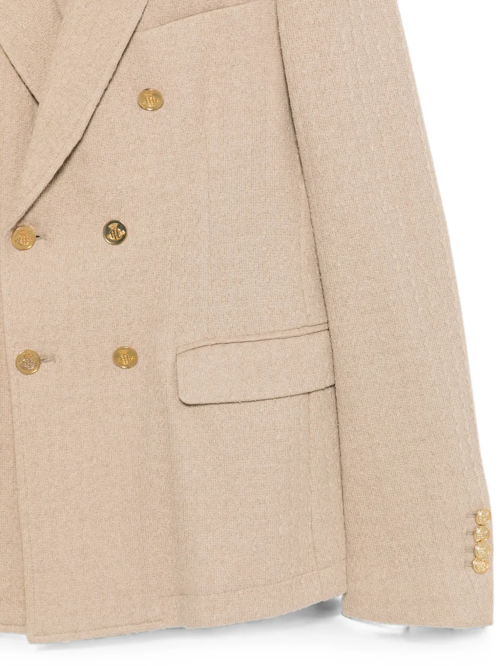 Daniele Alessandrini Jack met puntige revers en dubbele rij knopen Beige