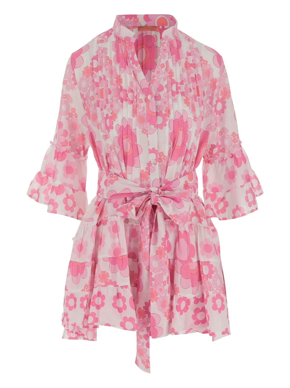PEP'S floral-pattern pleated-details mini dress | Pink | Image 1