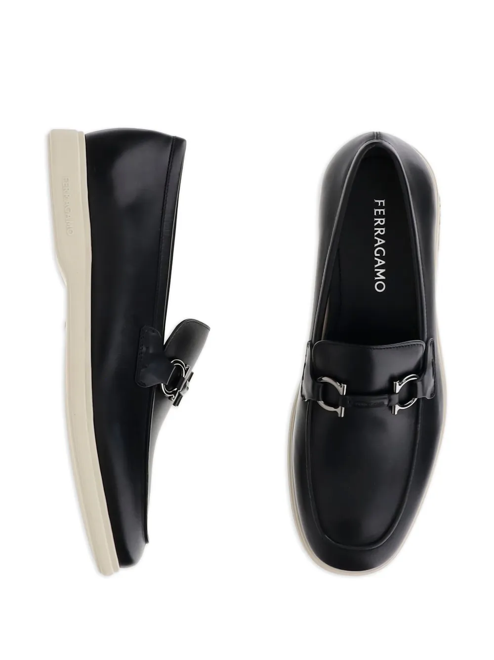 Ferragamo Gancini-detail loafers Black
