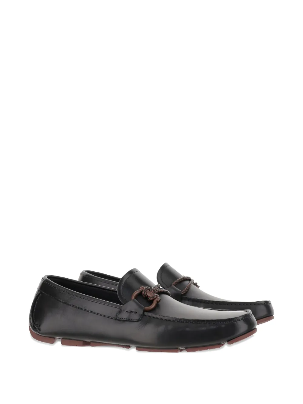 Ferragamo Gancini-detail leather loafers Black