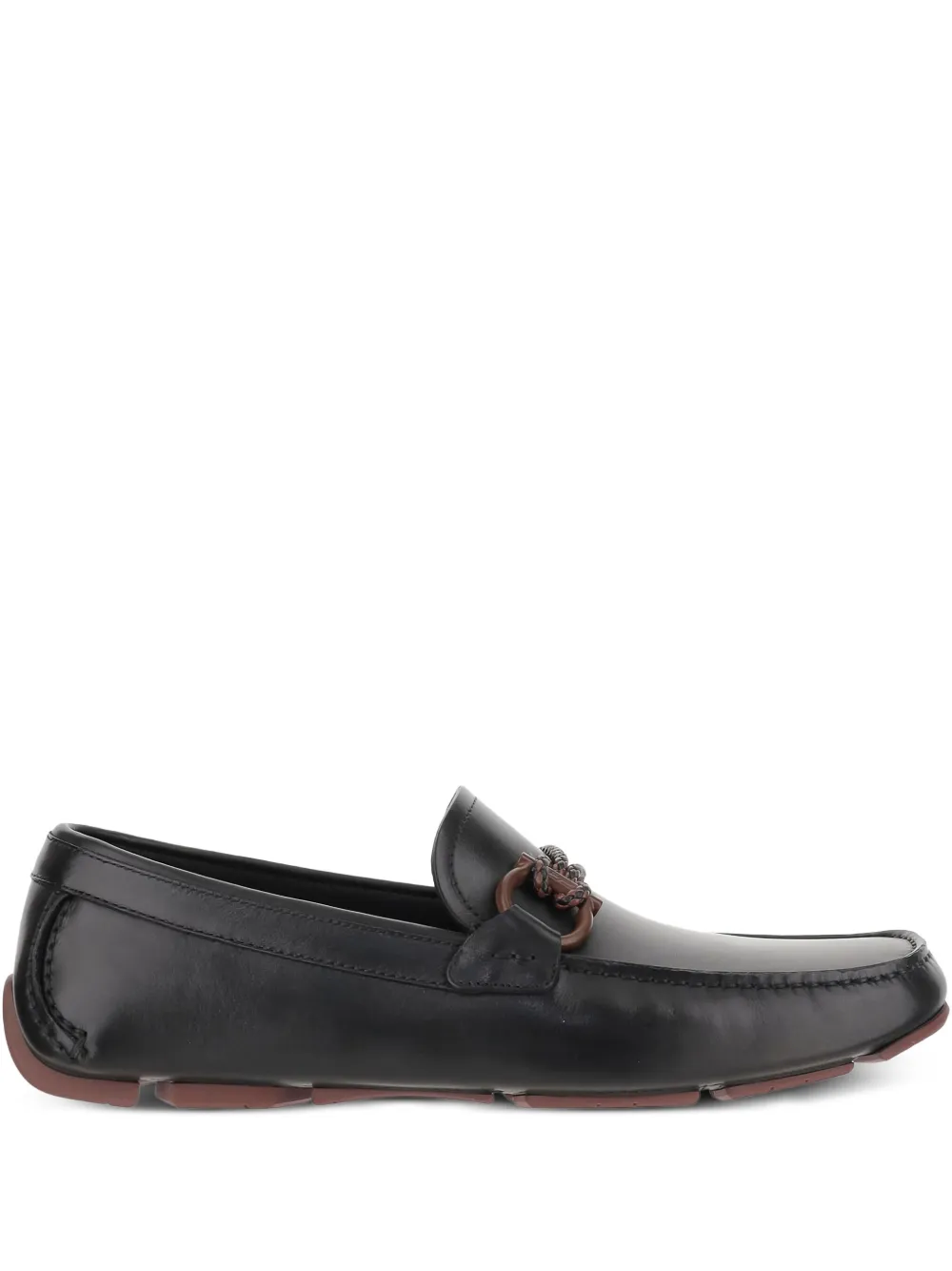 Ferragamo Gancini-detail leather loafers Black
