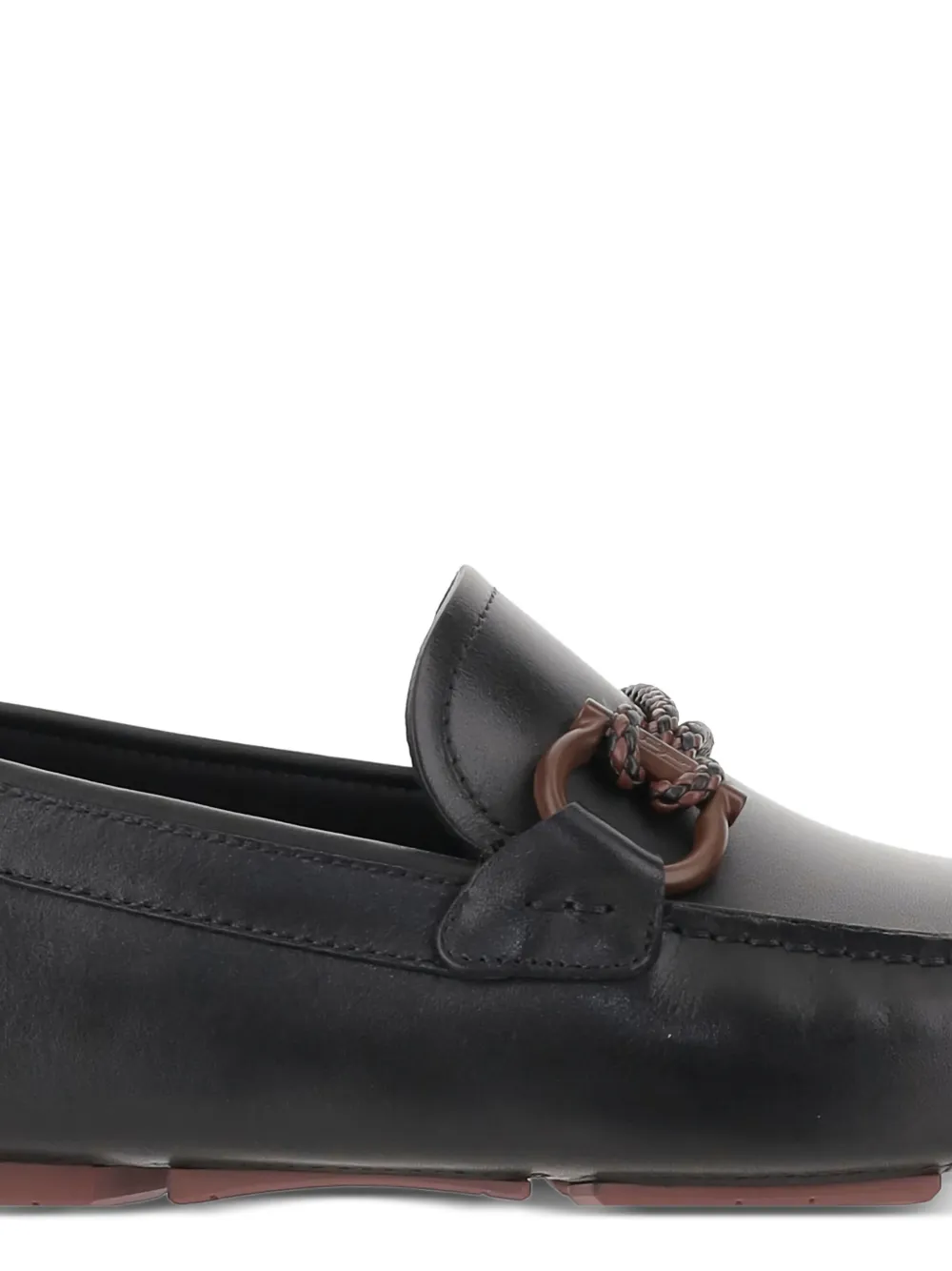 Ferragamo Gancini-detail leather loafers Black