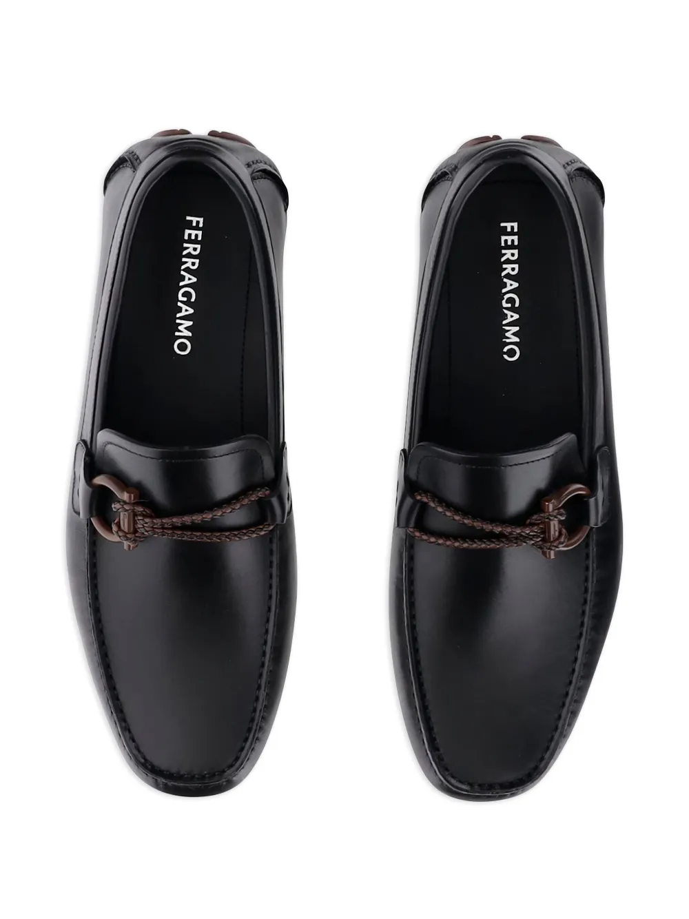 Ferragamo Gancini-detail leather loafers Black