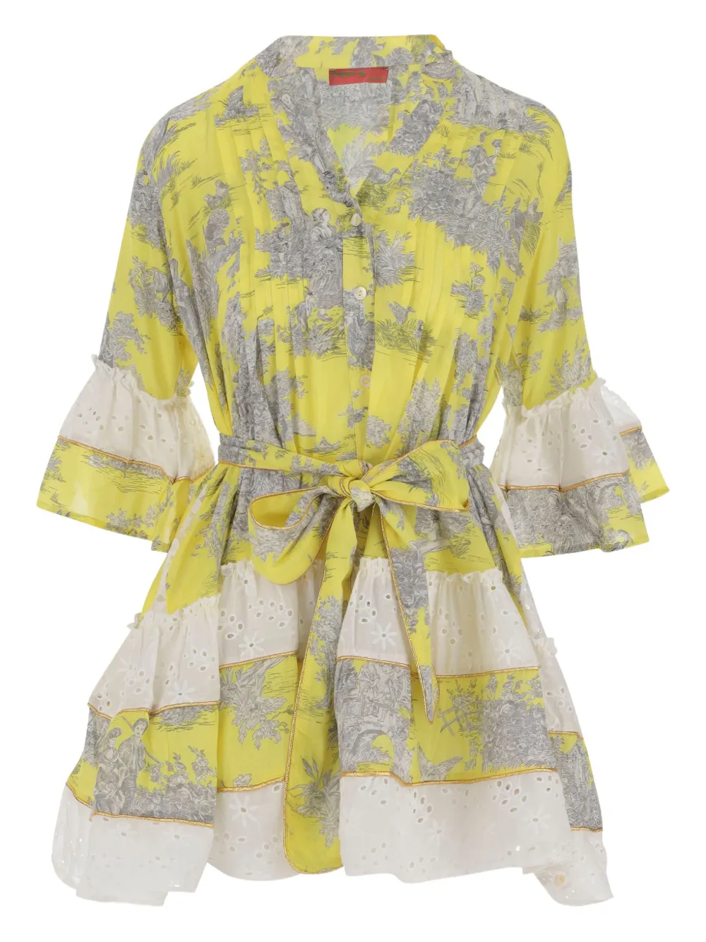 PEP'S floral-pattern ruffled mini dress | Yellow | Image 1