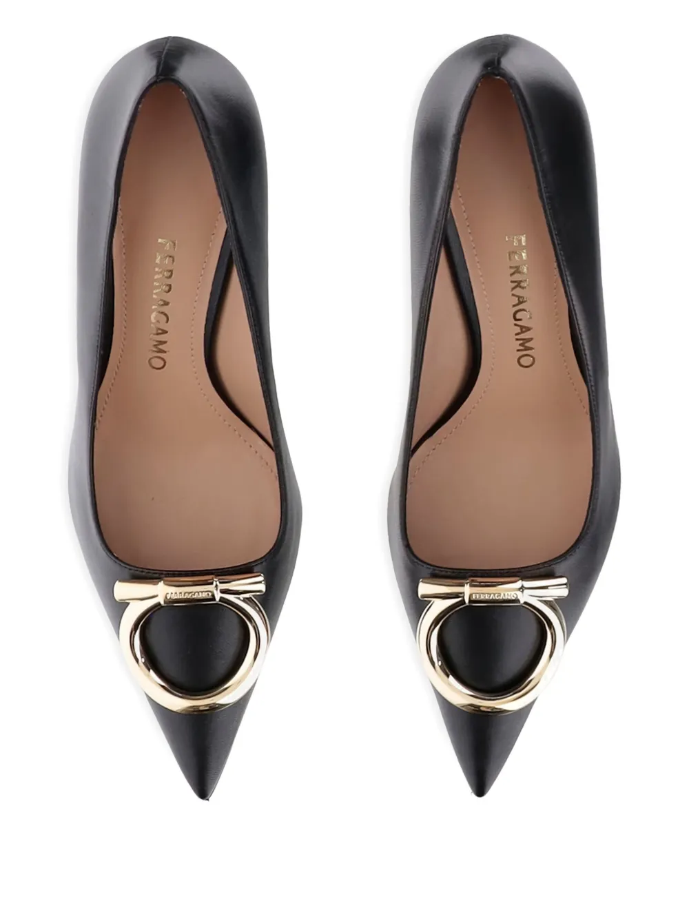 Ferragamo 70mm Maxi Gancini leather pumps Black