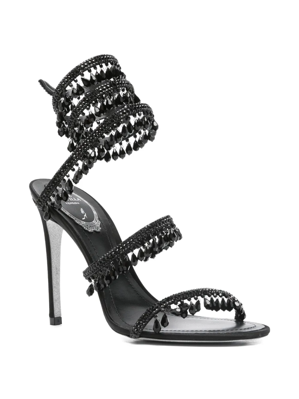 René Caovilla 110mm beaded-embellished stiletto sandals Black