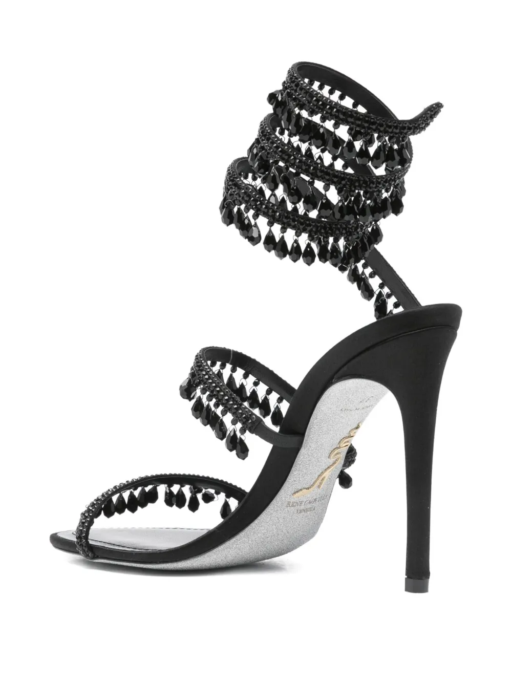 René Caovilla 110mm beaded-embellished stiletto sandals Black