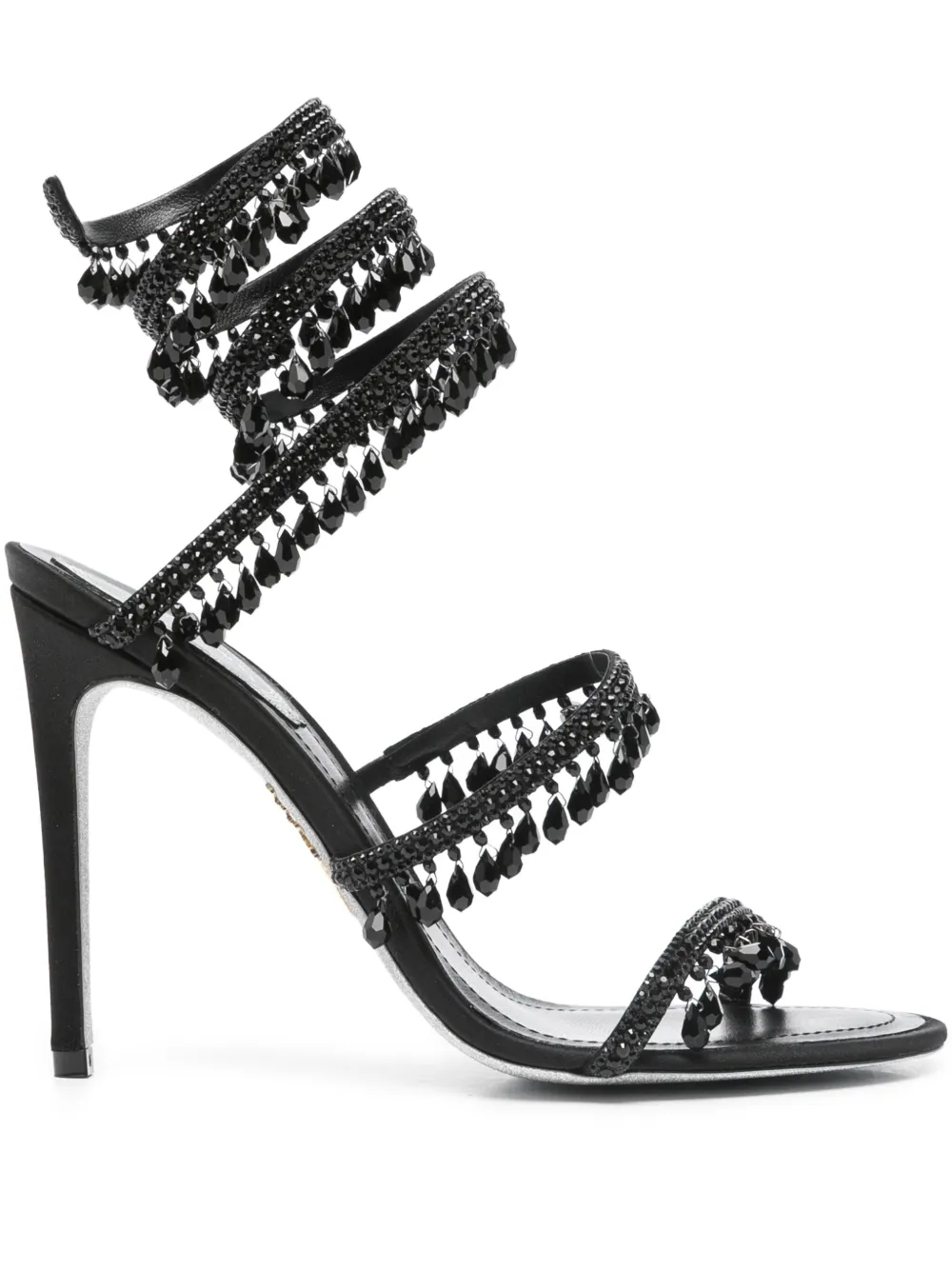René Caovilla 110mm beaded-embellished stiletto sandals Black