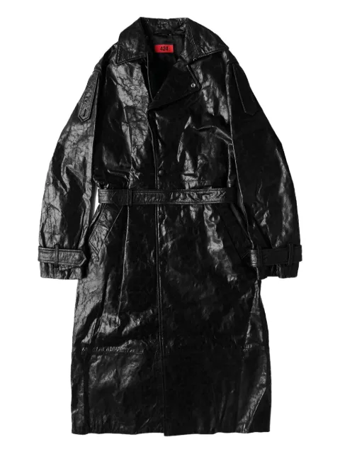 424 belted leather trench coat
