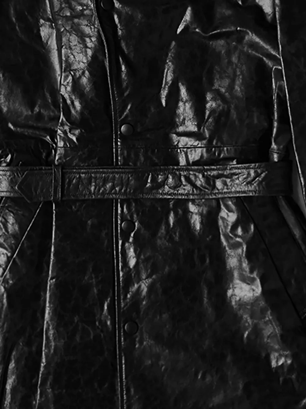 424 Leren trenchcoat Black