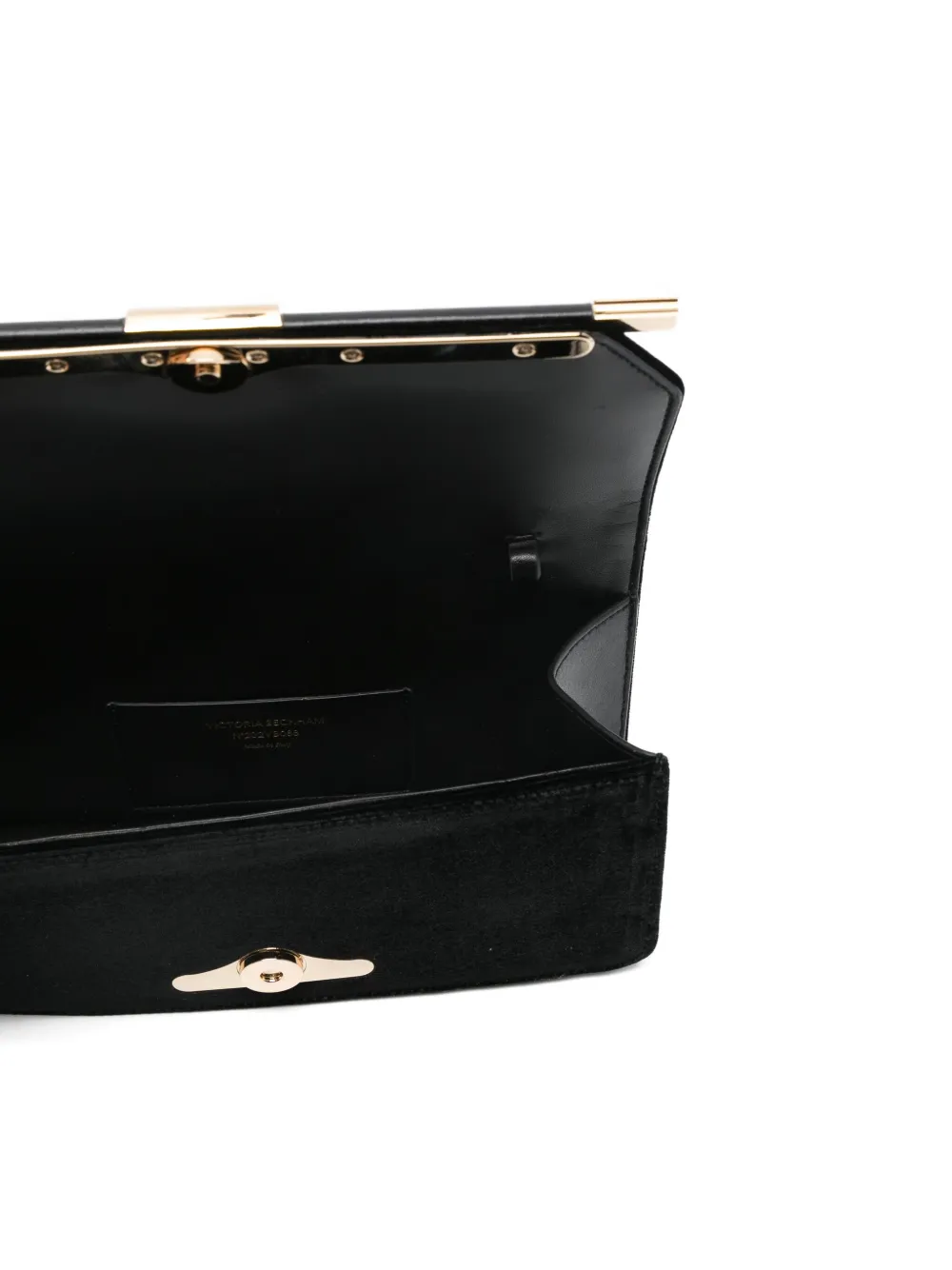 Victoria Beckham 202 fluwelen clutch met streepdetail Zwart