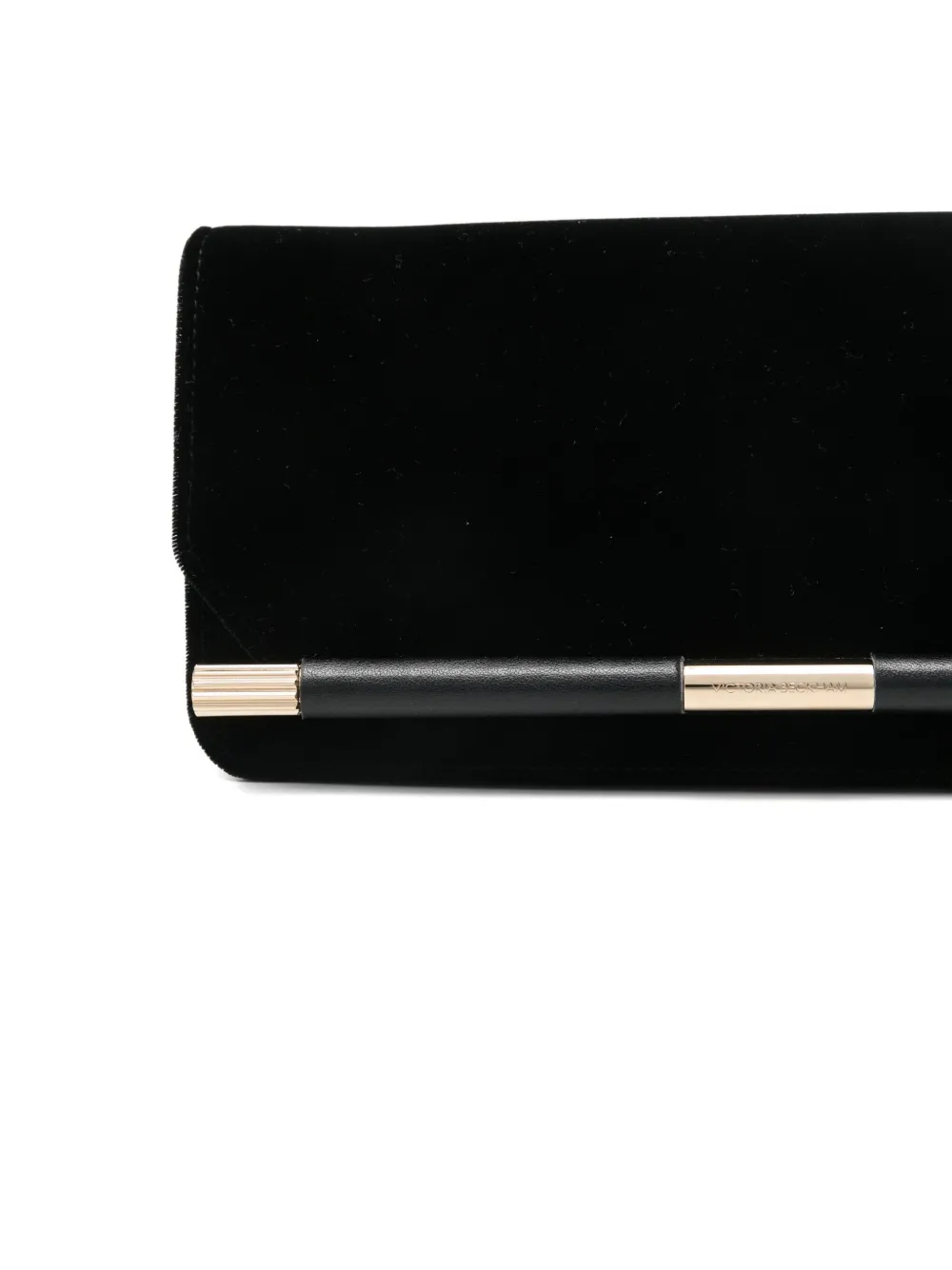 Victoria Beckham 202 fluwelen clutch met streepdetail Zwart