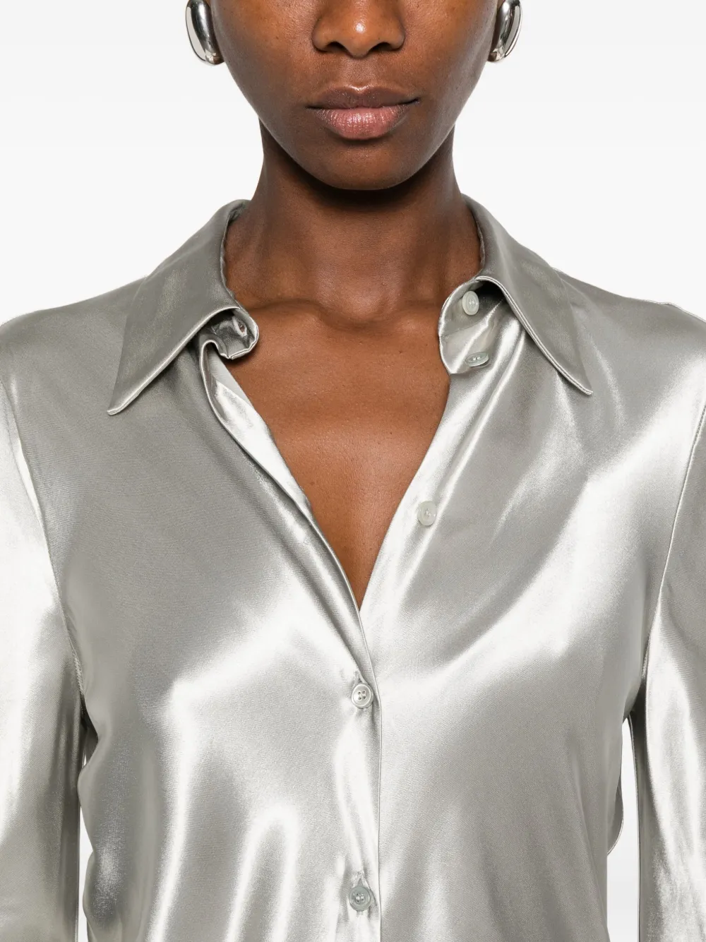 Alberta Ferretti Satijnen blouse Grijs