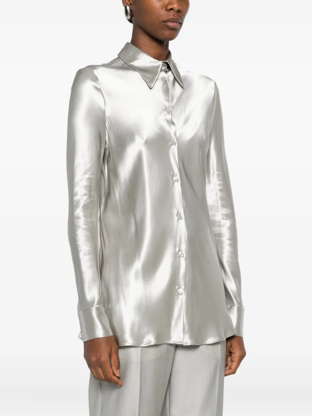 Alberta Ferretti Satijnen blouse Grijs