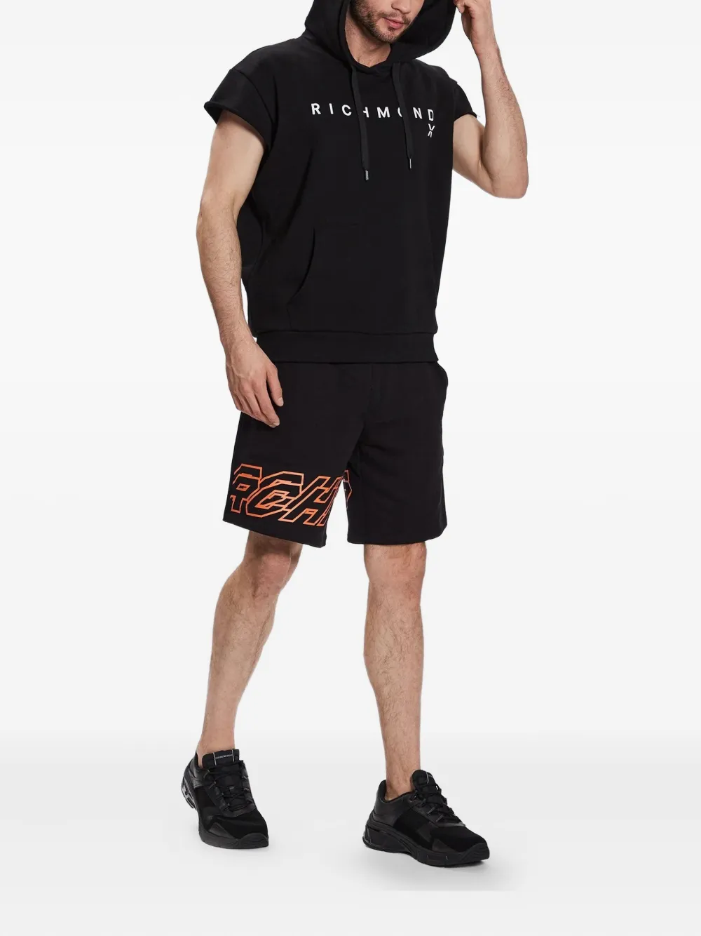 John Richmond Shorts met trekkoord en grafische print Zwart