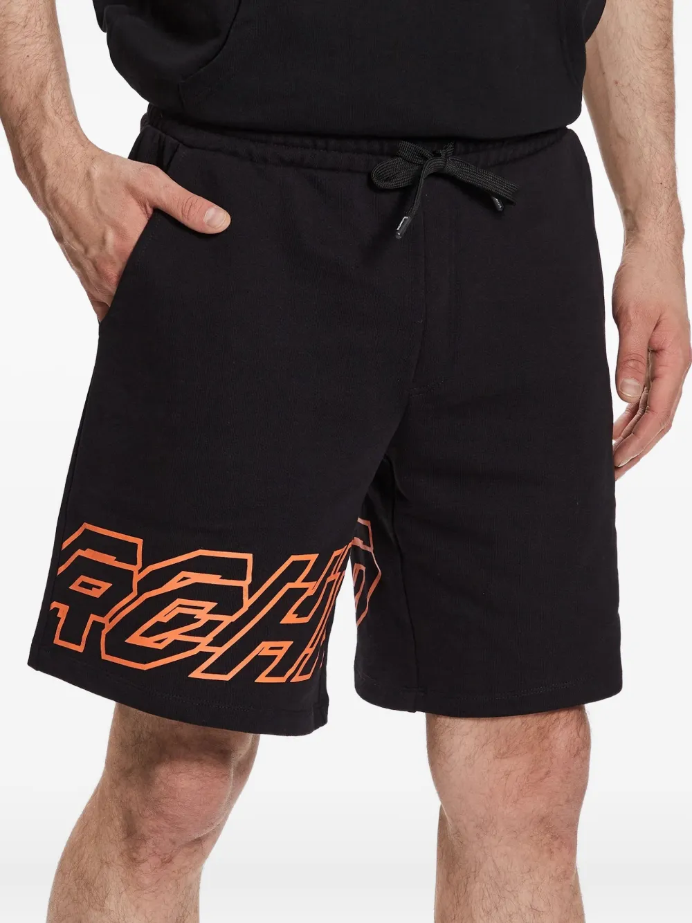 John Richmond Shorts met trekkoord en grafische print Zwart