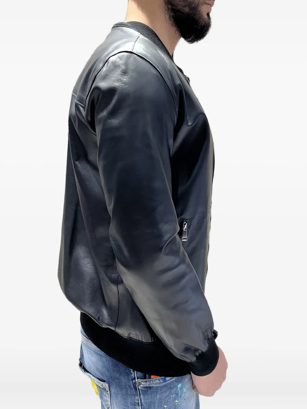  Yes London Zip Bomber Jacket - Black 