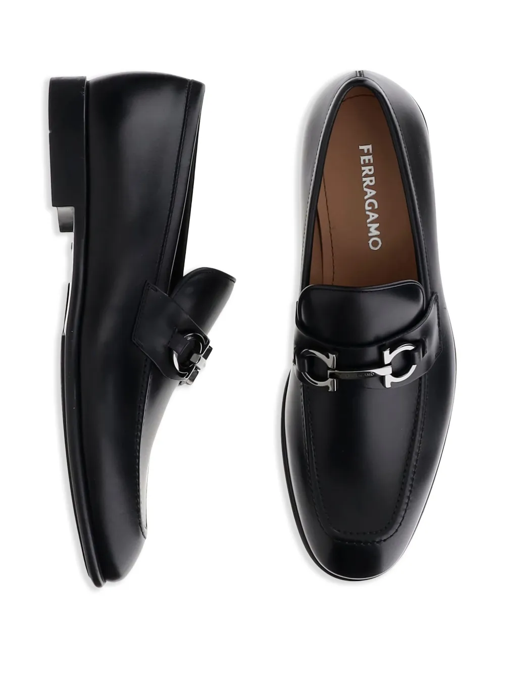 Ferragamo Gancini-detail loafers Black
