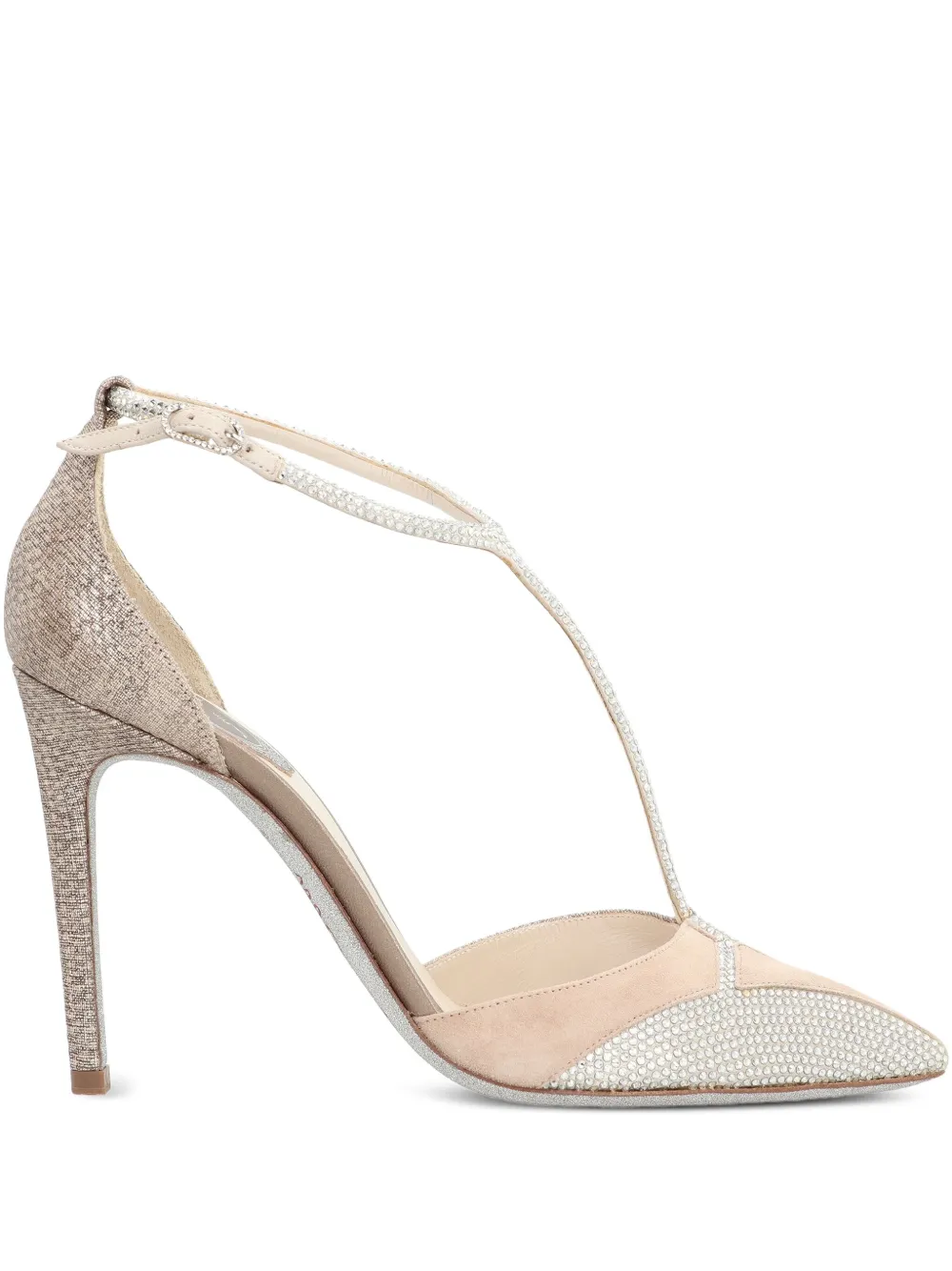 René Caovilla 70mm Karung crystal-embellished pumps Beige